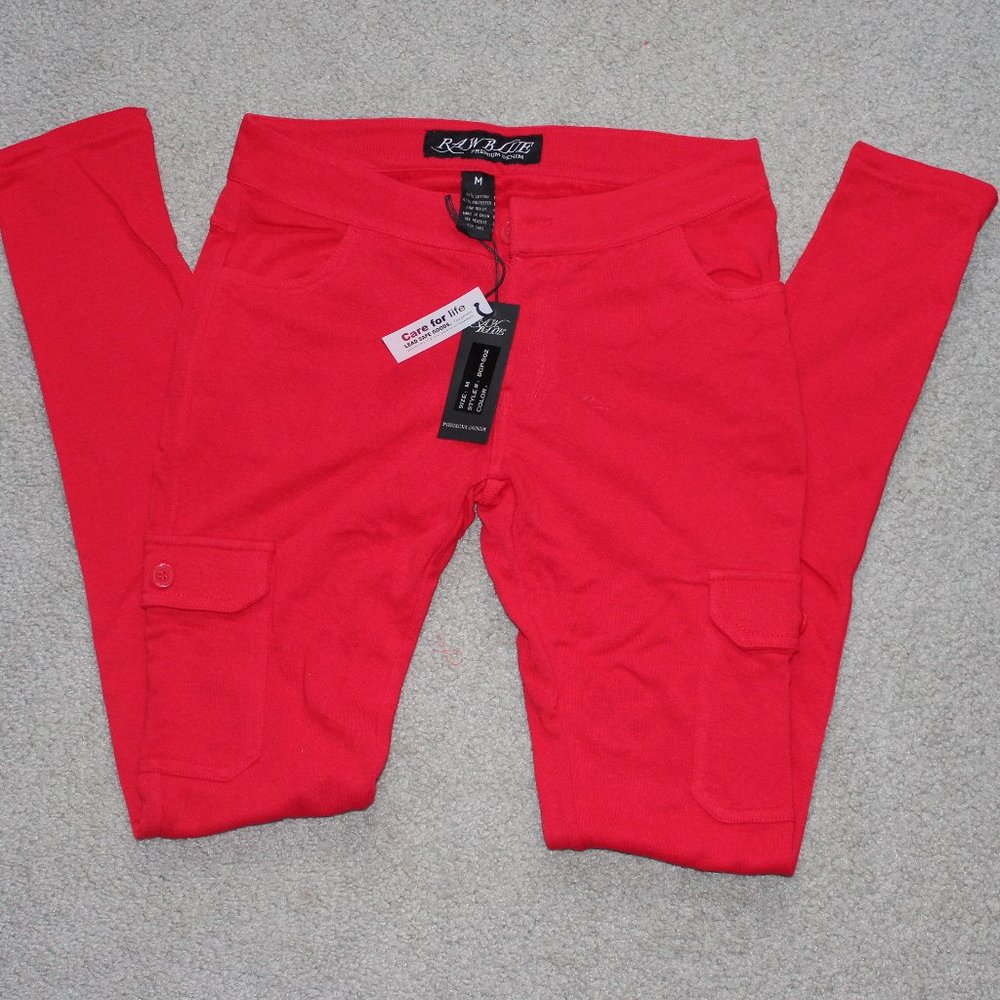 Raw Blue Premium Denim Sz M Red Cargo Skinny Pants